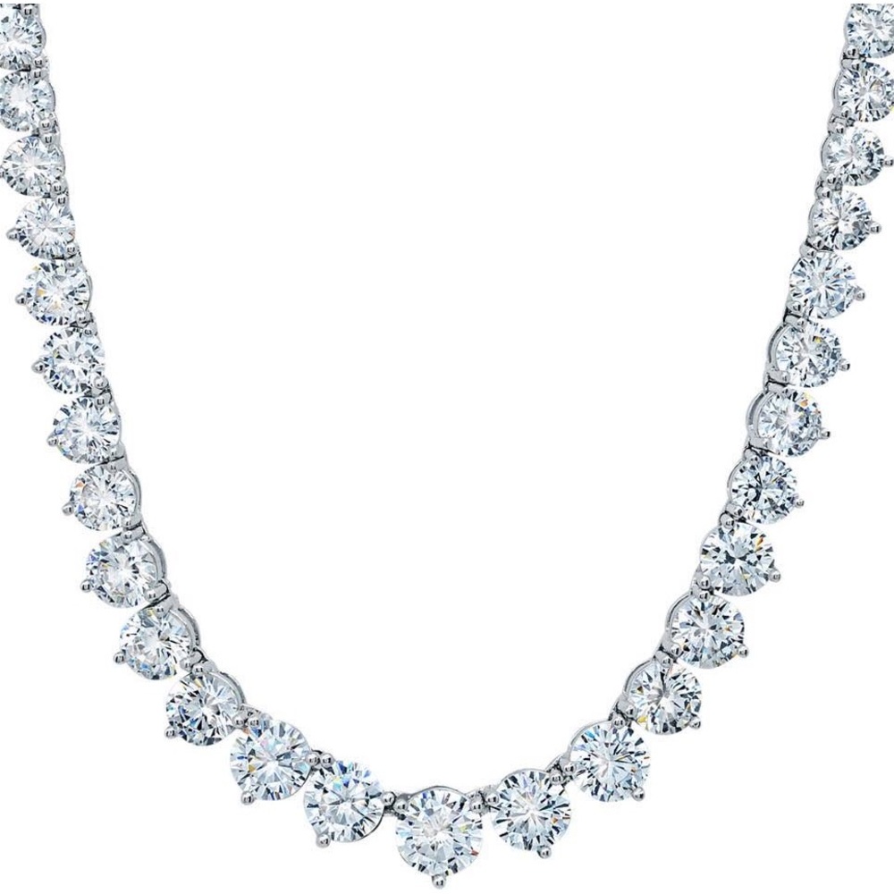 CRISLU Riviera Necklace in 925 Sterling Silver with Platinum Finish
